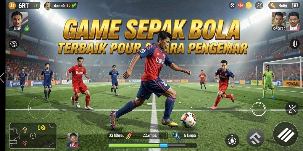 Screenshot dari gameplay 6RT yang menampilkan serunya pertandingan sepak bola.