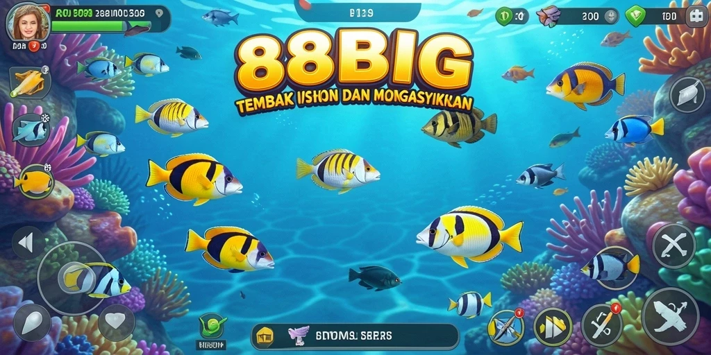 Tampilan gameplay seru di 88BIG, penuh dengan ikan dan tantangan.