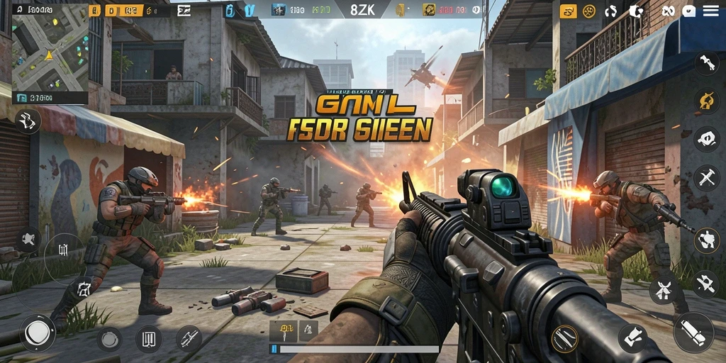 Tangkapan layar dari gameplay intens dalam 8ZK.