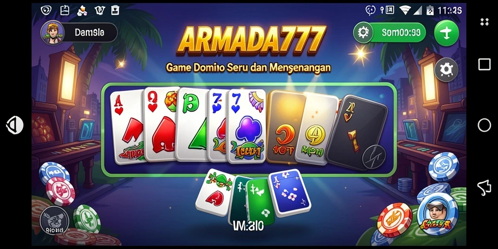 Tampilan gameplay menarik di ARMADA777 dengan desain kartu yang elegan.