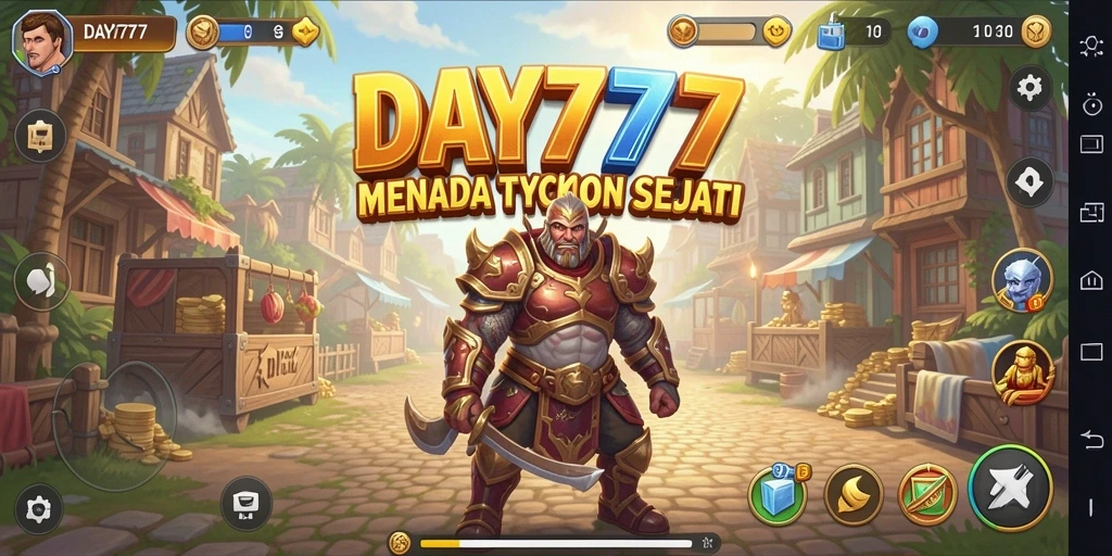 Tampilan gameplay DAY777 menampilkan aksi dinamis pengelolaan bisnis Tycoon.