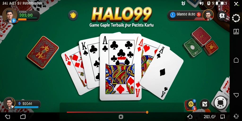 Tampilan gameplay seru dari HALO99 di saat bermain Gaple.
