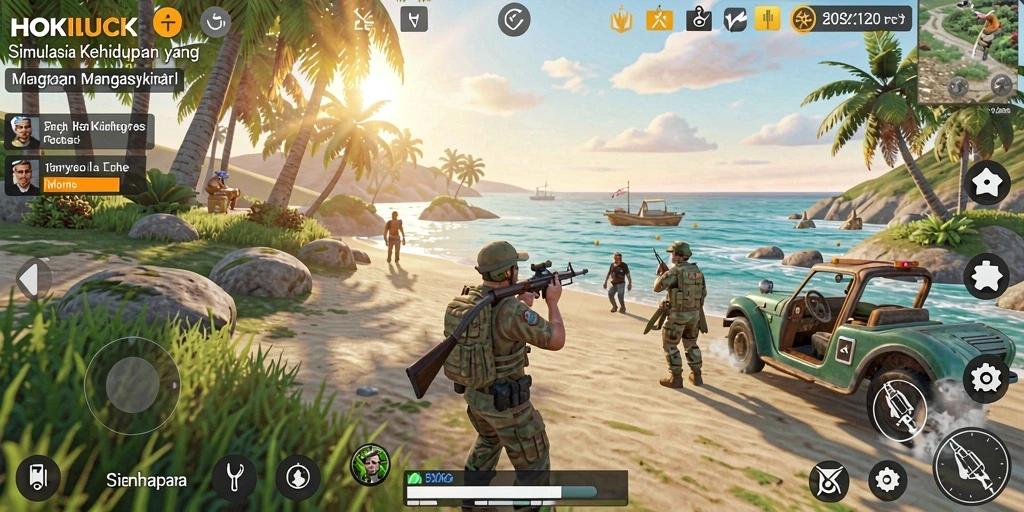Tampilan seru gameplay HOKILUCK dengan karakter unik.