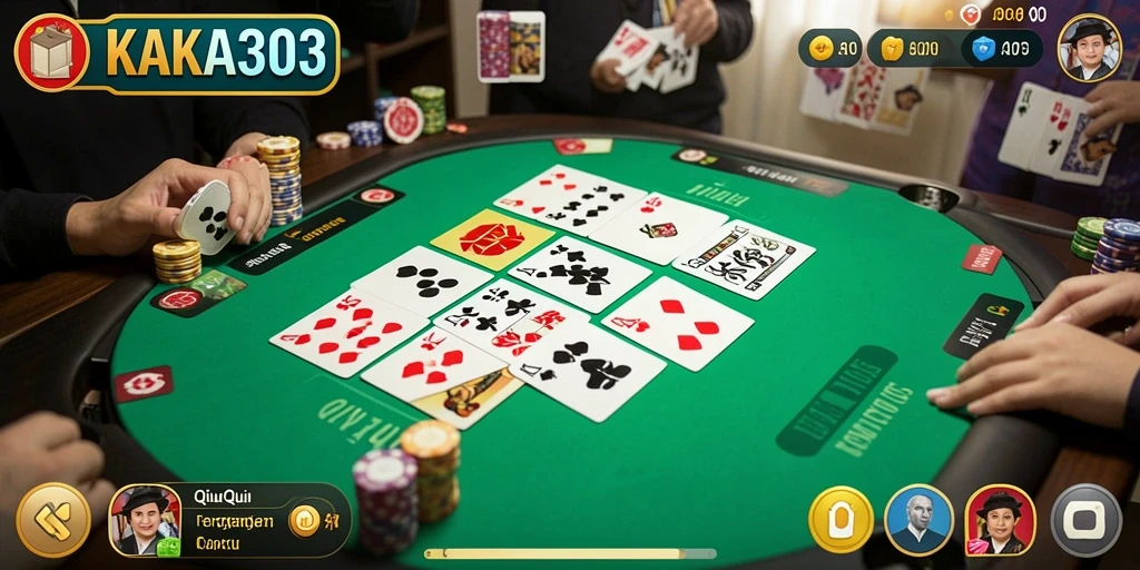 Screenshot gameplay KAKA303 menampilkan momen seru saat bermain QiuQiu.