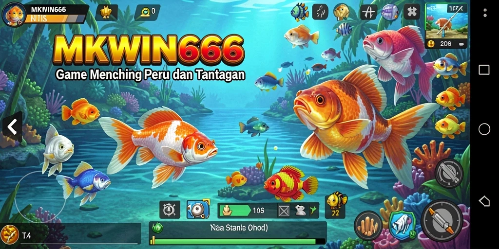 Screenshot gameplay MKWIN666 yang menunjukkan aksi memancing yang seru.