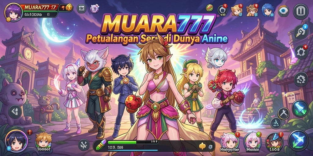 Tangkapan layar gameplay MUARA777 menampilkan aksi karakter anime yang mendebarkan.