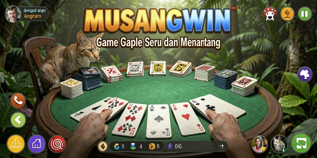 Screenshot utama MUSANGWIN menunjukkan keseruan bermain Gaple.