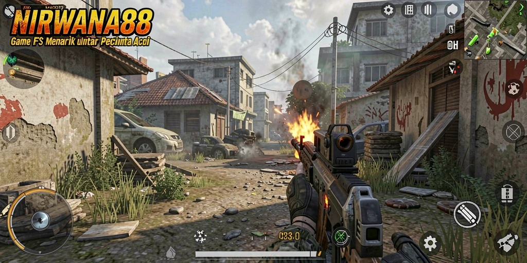 Screenshot NIRWANA88 menunjukkan aksi FPS yang mendebarkan.