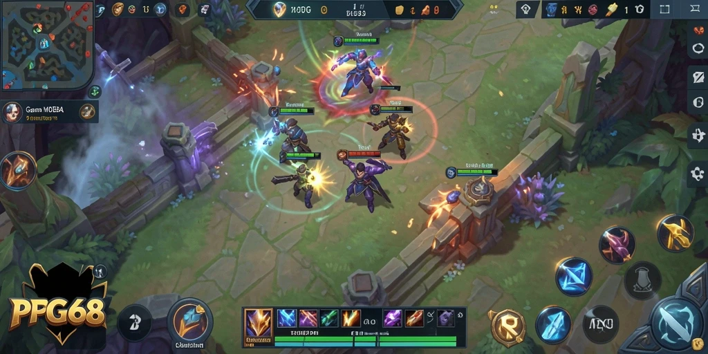 Tangkapan layar PGG68 menampilkan aksi gameplay seru dalam pertempuran MOBA.