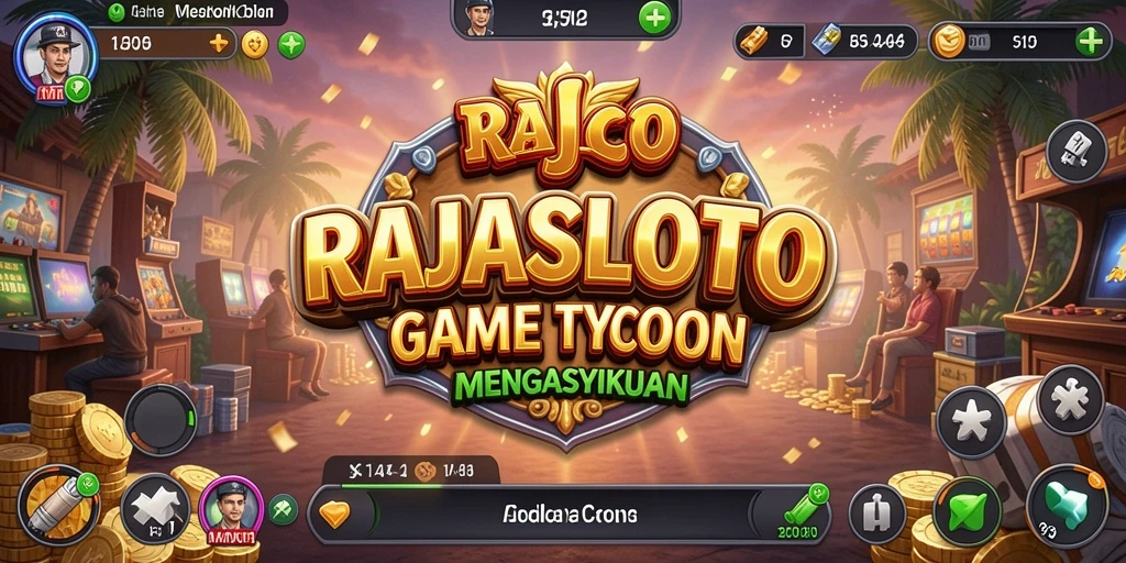 Screenshot gameplay RAJASLOTO memperlihatkan keseruan mengelola usaha Tycoon.