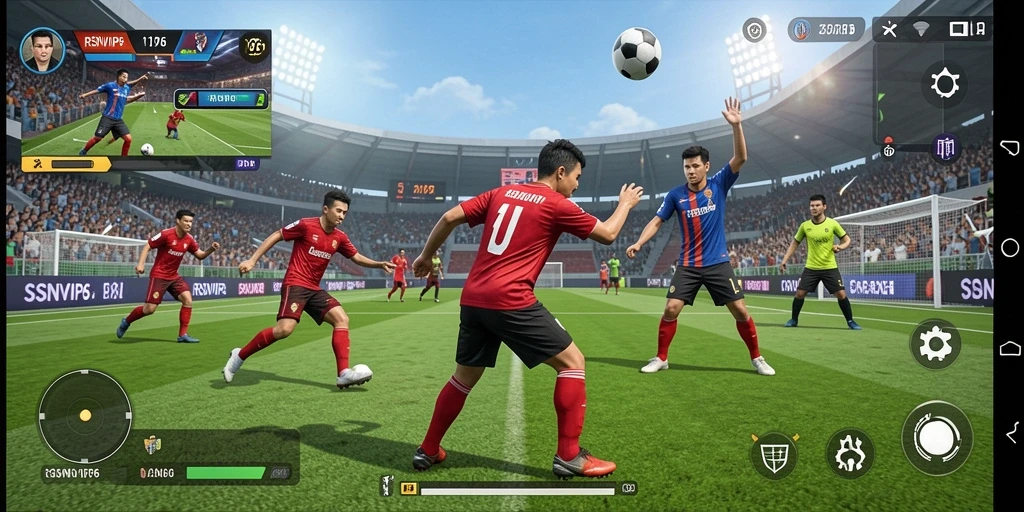 Screenshot gameplay RSNVIP6 yang menunjukkan aksi mendebarkan di lapangan.