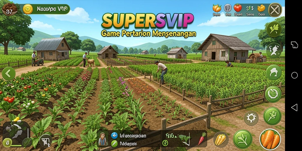 Tampilan gameplay <strong>SUPERSVIP</strong> yang menawan dan penuh warna saat bertani.