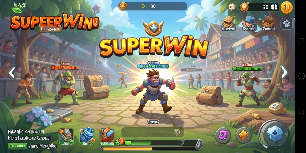 Screenshot utama <strong>SUPERWIN</strong> menunjukkan gameplay yang mengasyikkan dan mudah dipahami.
