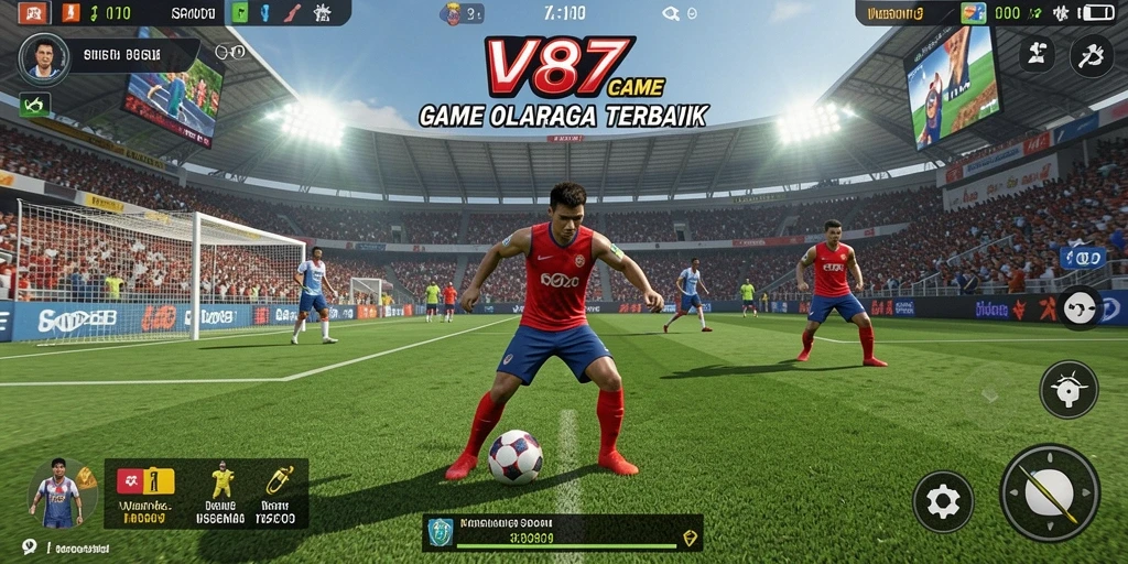Tampilan gameplay V87 yang seru dan mendebarkan di arena olahraga.