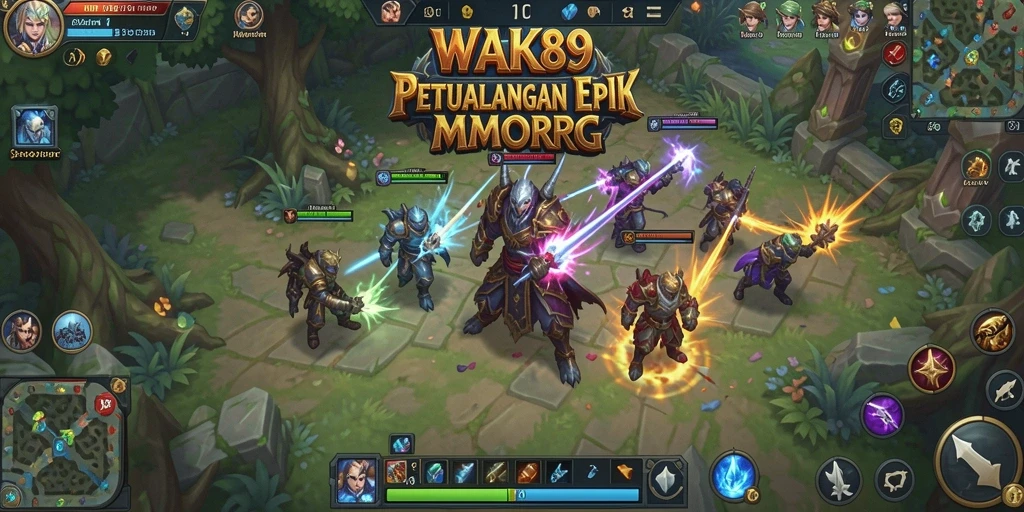 Screenshot gameplay <strong>WAK89</strong> yang menunjukkan aksi pertarungan MMORPG yang epik.
